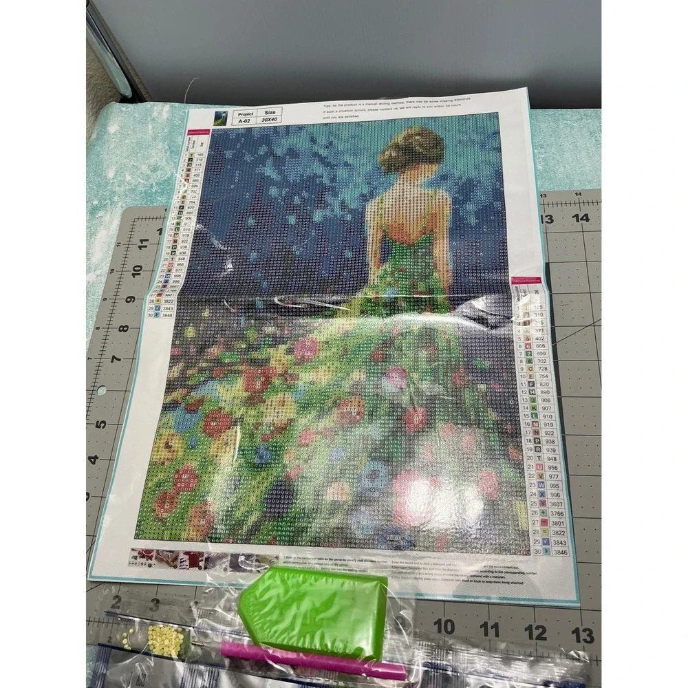 Diamond Painting Kit Woman‎ in Floral Dress DIY Full Drill 30x40cm New